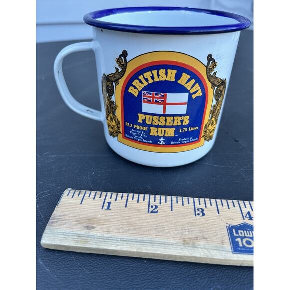 British Navy PUSSER'S RUM Splice The Main Brace Enamel Plate 10" & Mug ENGLAND - Picture 2 of 8